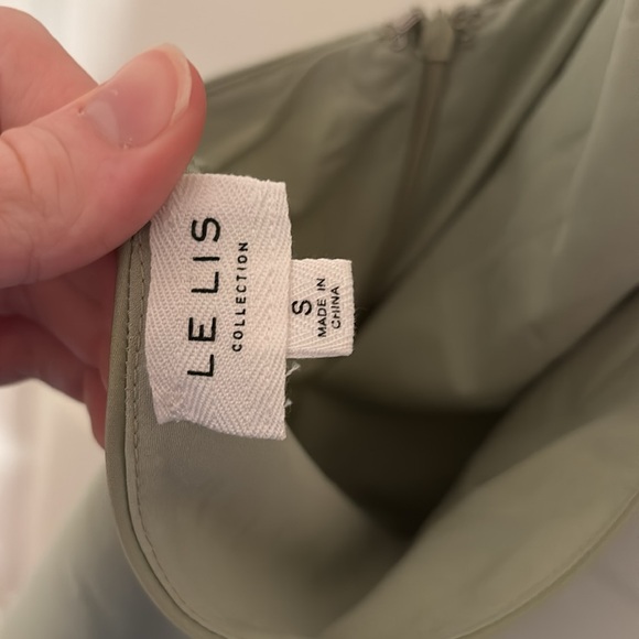 LE LIS Satin Sage Green Cocktail Hour Halter Dress - Picture 9 of 9